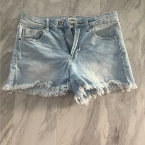 Black Label Blue Jean Shorts Distressed Frayed Hem